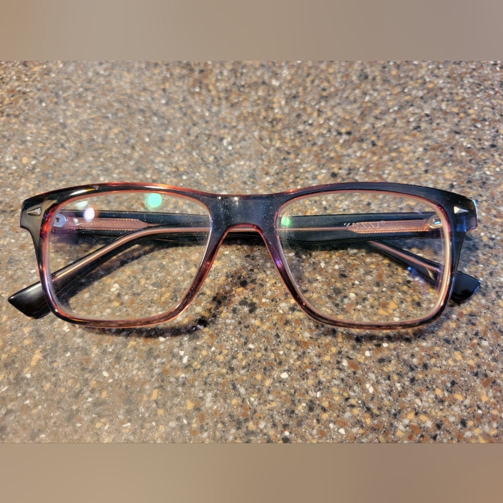 Zenni Optical Rectangle Frames #126016 - Blue & Pink + Case